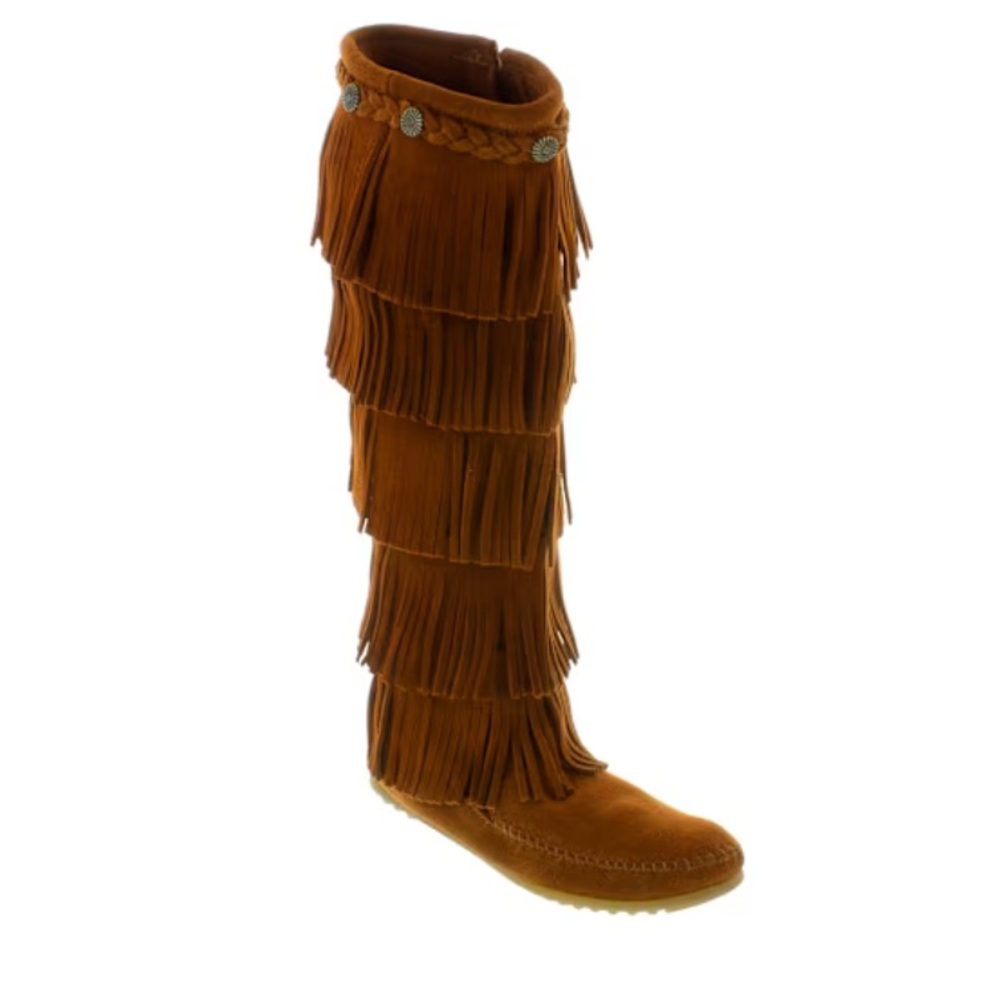 Minnetonka Brown Fringe Winter Boots - Picture 2 of 11